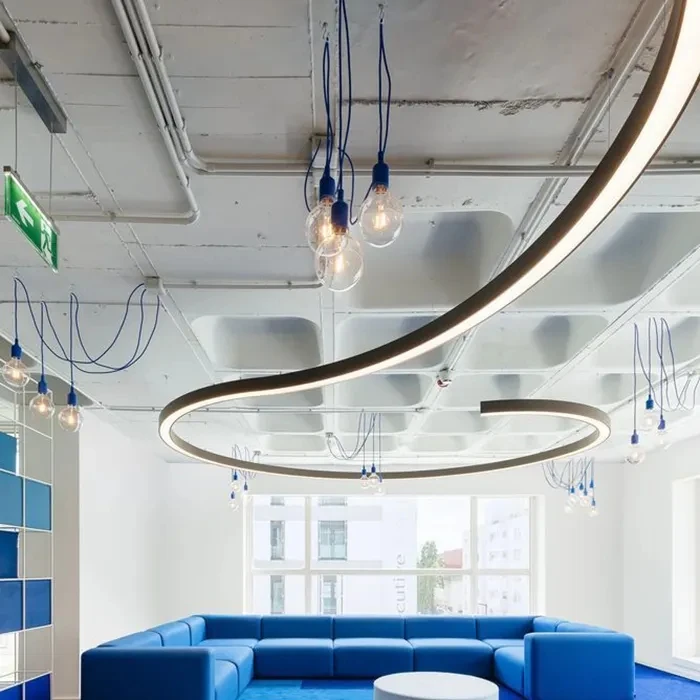 New indoor ceiling suspended lighting curved aluminum Profile LED continous light for retail store