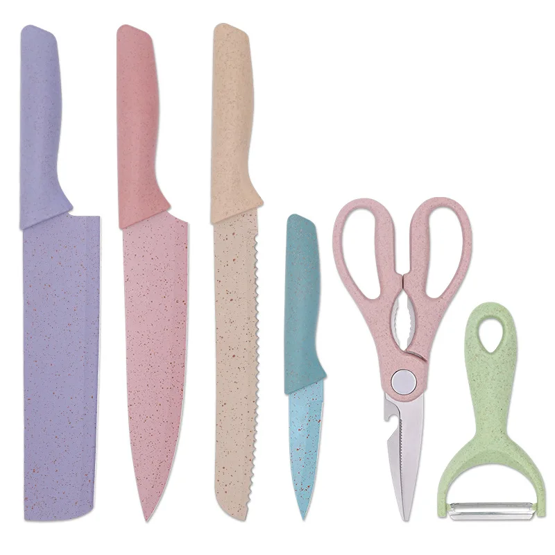 Amazon hot selling 6pcs Kitchen non-stick Stainless Steel Kitchen Knife Set