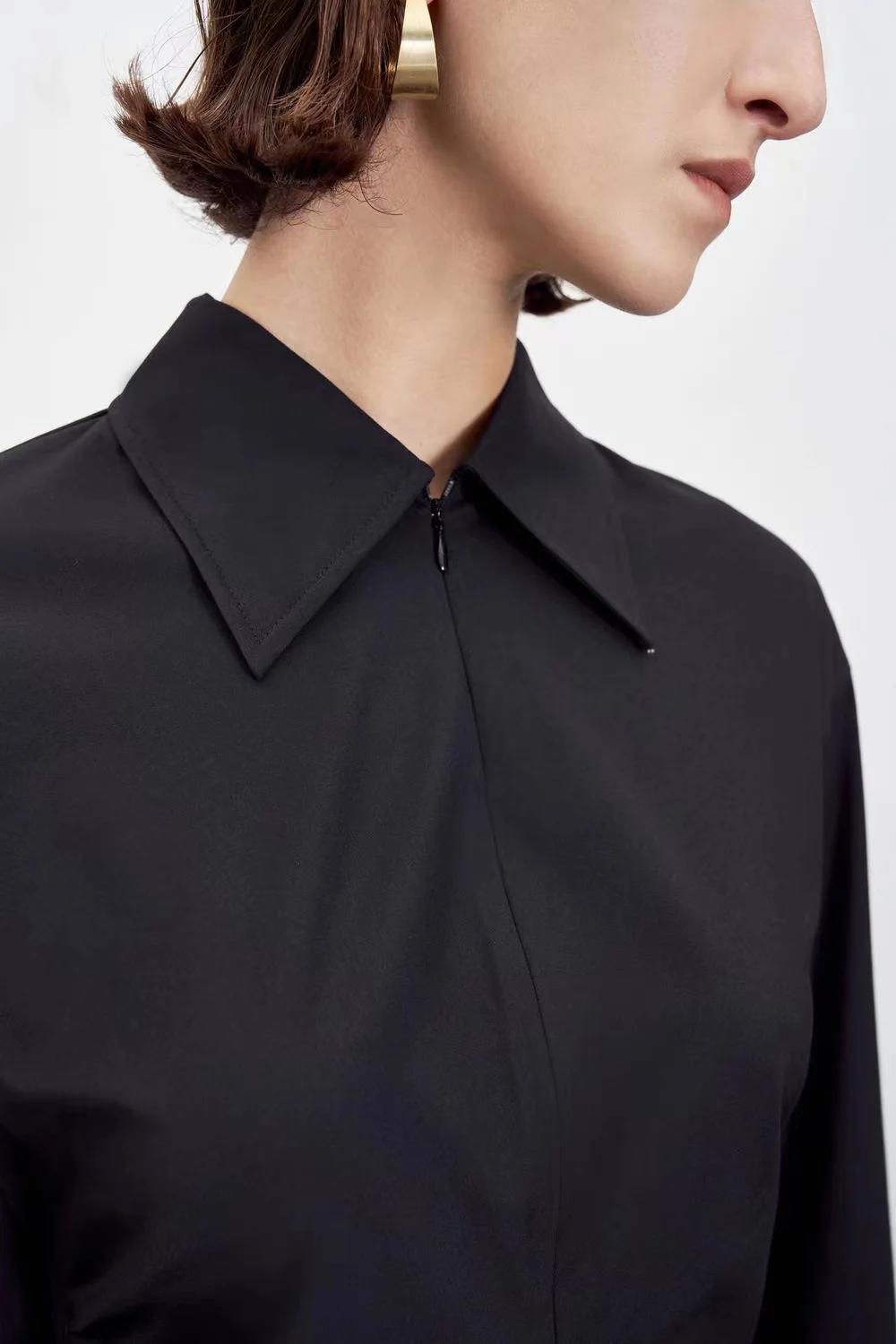 Clothing Shirt Dresses Elegant Casual Long Sleeve Women Midi Black Business Dresses