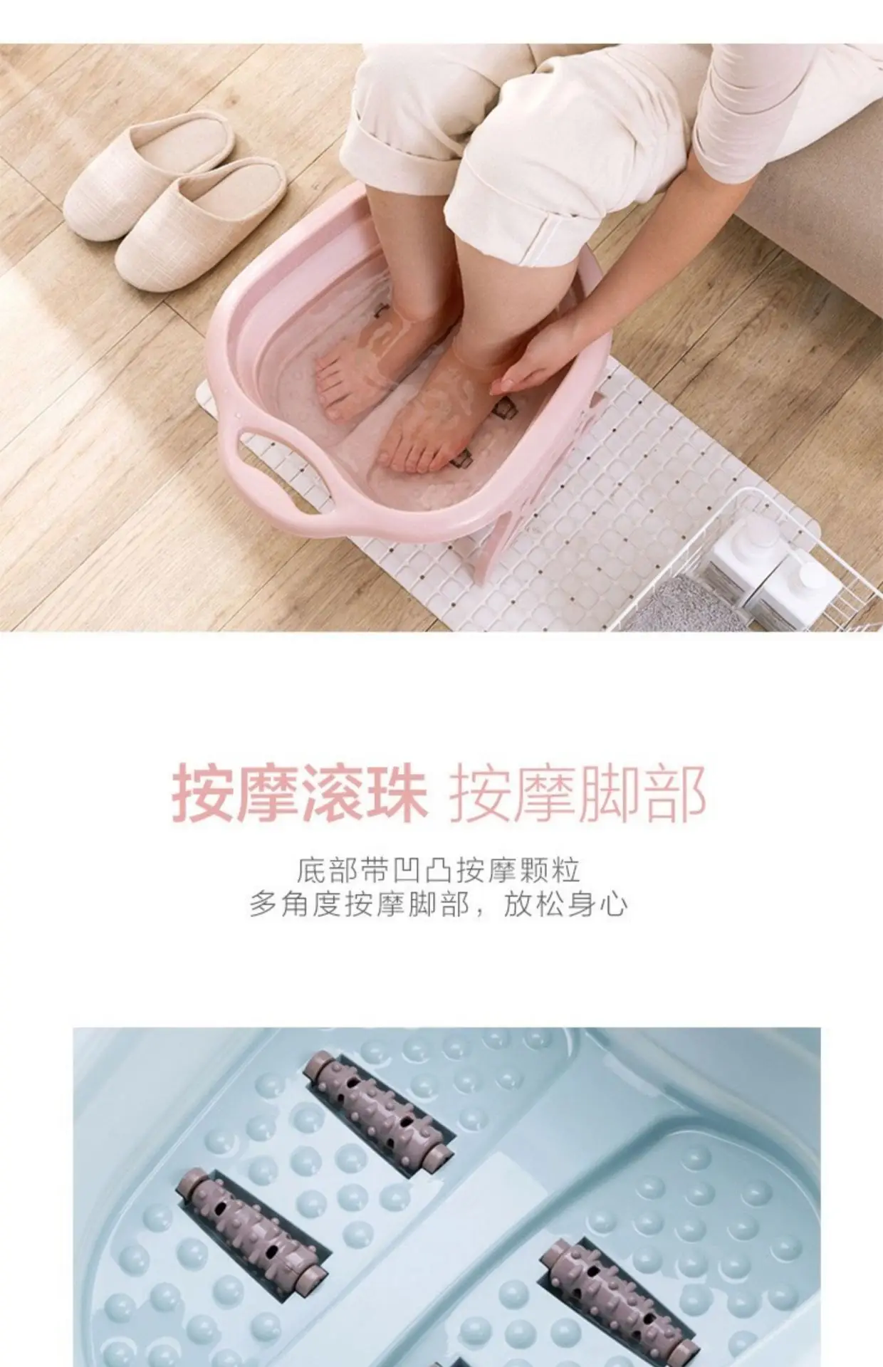 Foldable Portable Bathtub Plain Foaming Foot Soaking Bucket Massage Collapsible Footbath Basin with Lid