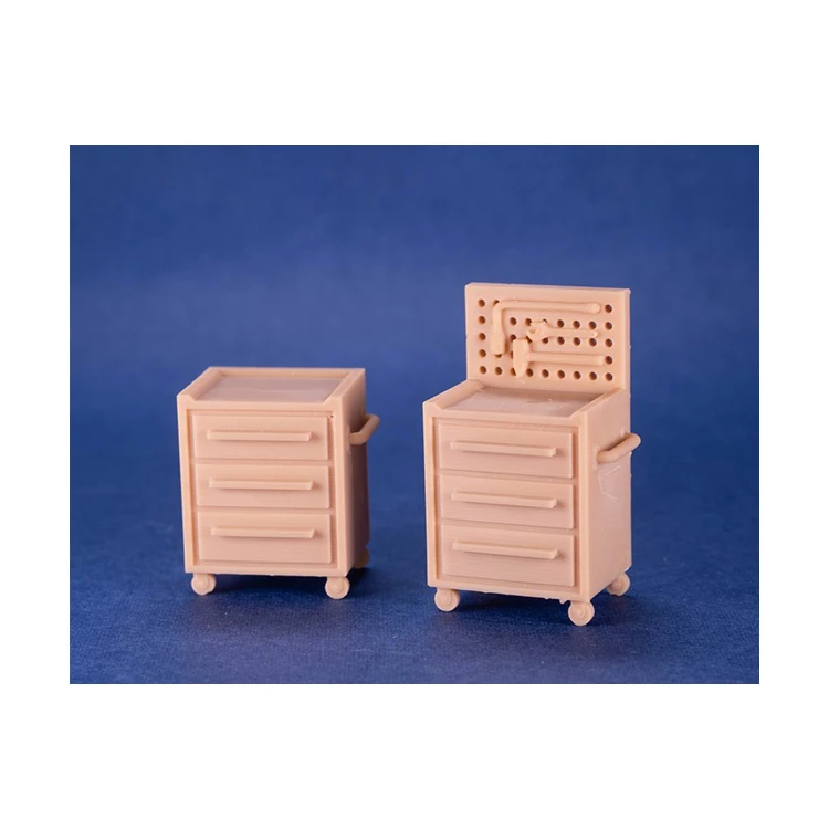 1/64 Mobile Tool Cabinet Model Uncolored Resin Garage Scene Repair Tools Decoration Simulation Scene Toy