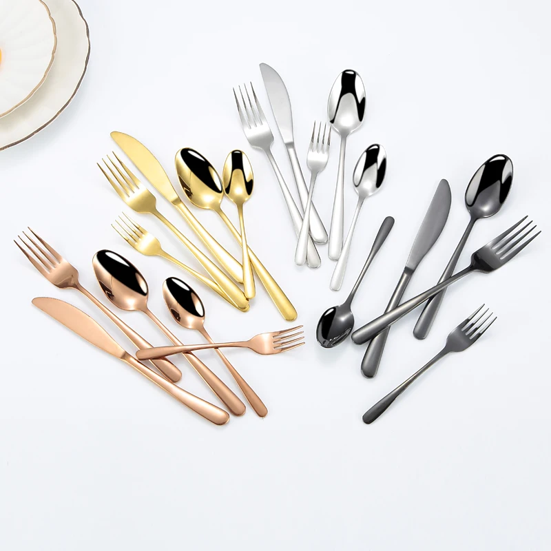 
High quality western tableware,18/10 metal gold mirror cutlery set for restaurant 