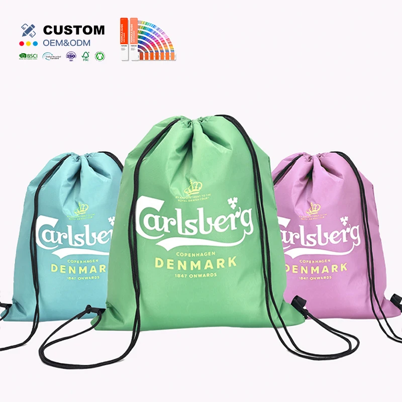 Kuoshi Custom Cheap Made Using Recycled Rpet Backpacks Promotional Travel Polyester Backpack Bag
