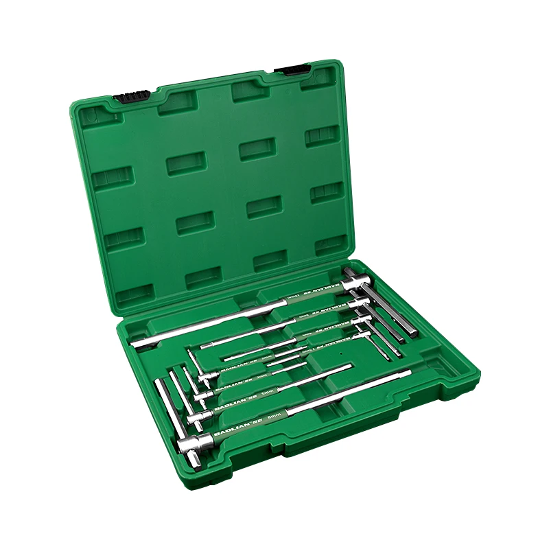 8Pcs Multi Purpose T-Handle Hex Allen Key Wrench Sliding Rod  Wrench AUTO Repair Tool Box Set 2-10mm