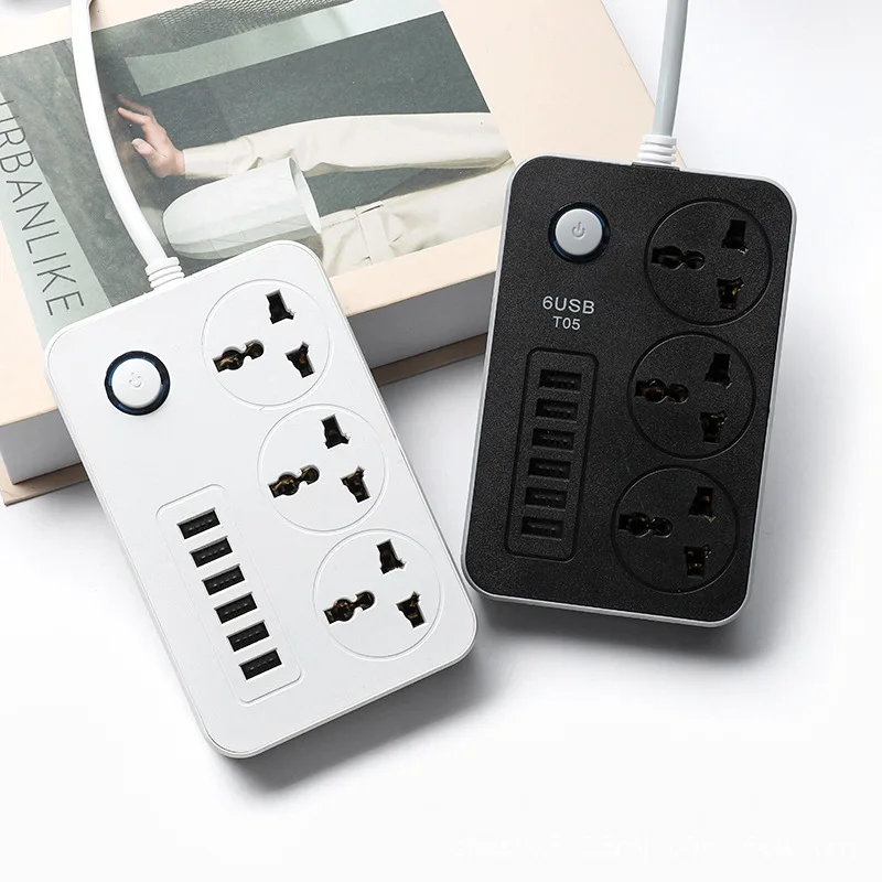 3 Pin UK Universal Plug Power Strip Switch 1.8 M cable Universal Outlets 6 USB Electrical Extension Cord Socket Network Filter