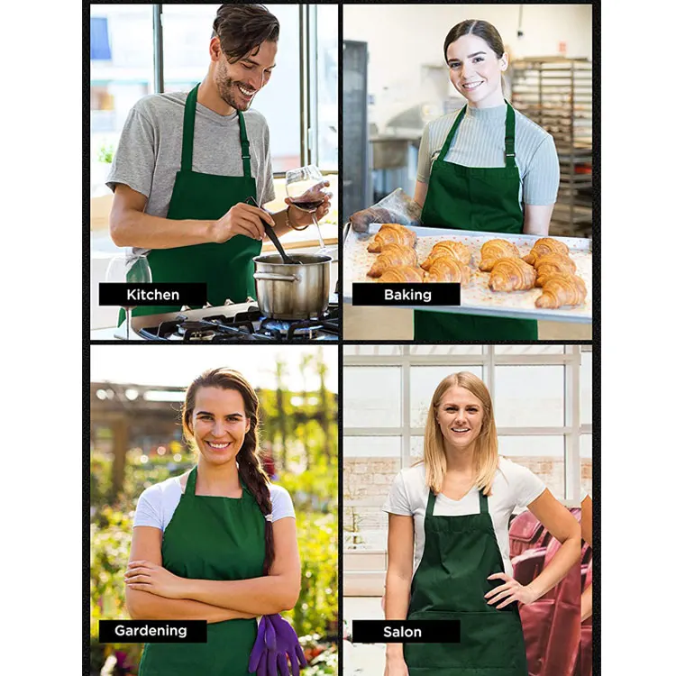 Adjustable Resists Wrinkles Barista Apron Shrinkages Wide Coverage Sublimation Apron With 2 Pockets For Women Men Chef