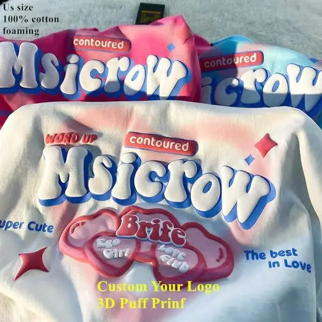 Custom drop shoulder foam Printed t shirt streetwear screen printing t-shirt Oversize Graphic 3d puff print t shirt Manufacturer