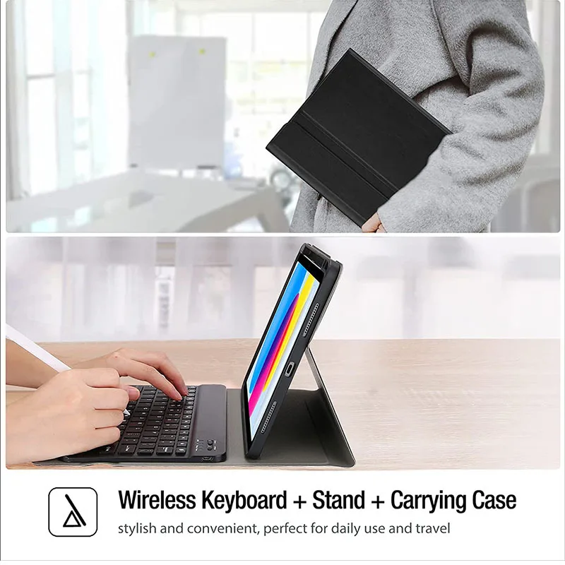 Keyboard Case with Touchpad Detachable Backlit keyboard case for iPad 10.2 Pro 12.9 /10th 10.9 2022 mini6 9.7 with Pen Holder