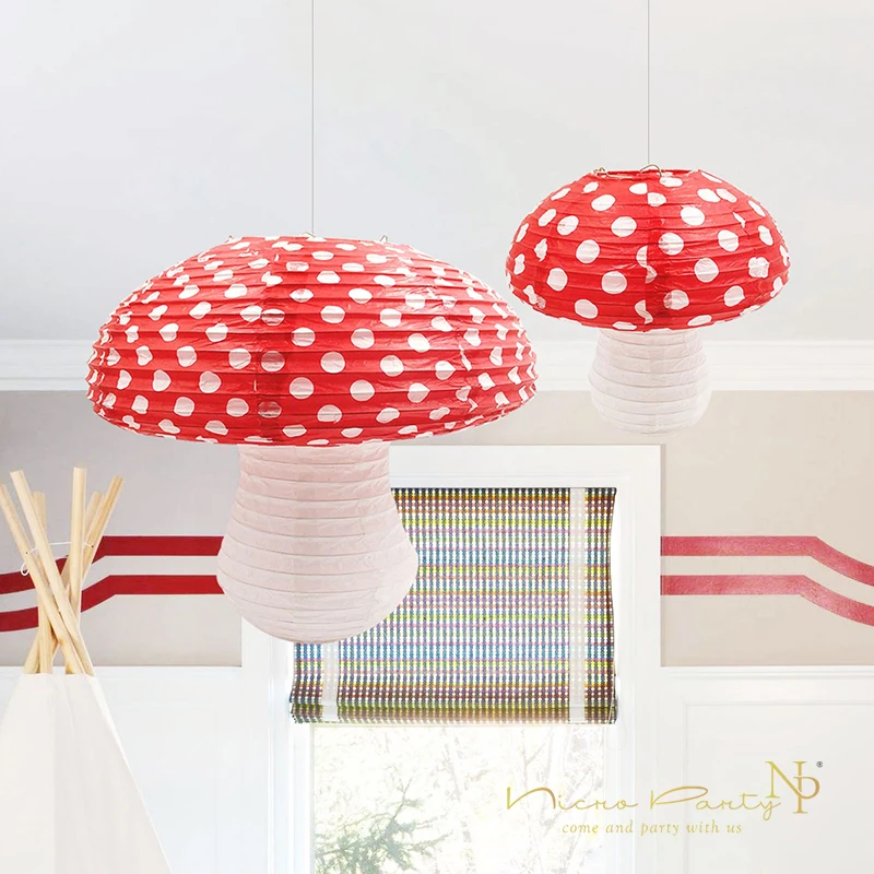 Partycool 3D бумажные подвесные фонари для дня рождения, декоративные праздничные подвесные Симпатичные Мультяшные бумажные фонарики в виде грибов