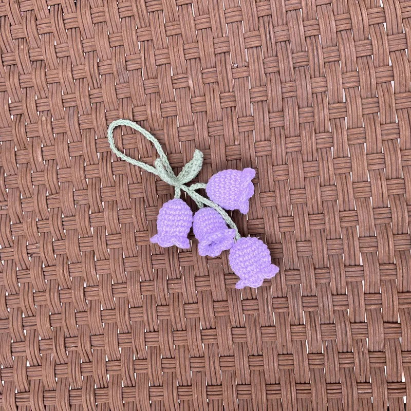 Crochet Lily of The Valley  Crochet Flower Keychain Lily of the Valley Keyring Handmade Keychain Gift for Her