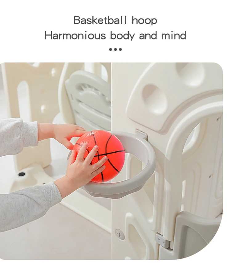 ejiale Toddler playhouse Swing Slide Set Kids Plastic Baby Climber Slide Play Set with Basketball Hoop Outdoor Indoor Playground