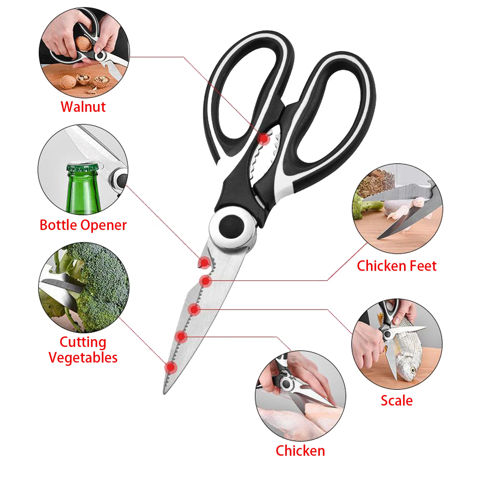 Factory Directly Supplies Multi-purpose Scissors Manicure Nail Cut Paper Fabric Chicken Cutting Vegetable Cut Kitchen Scissors
