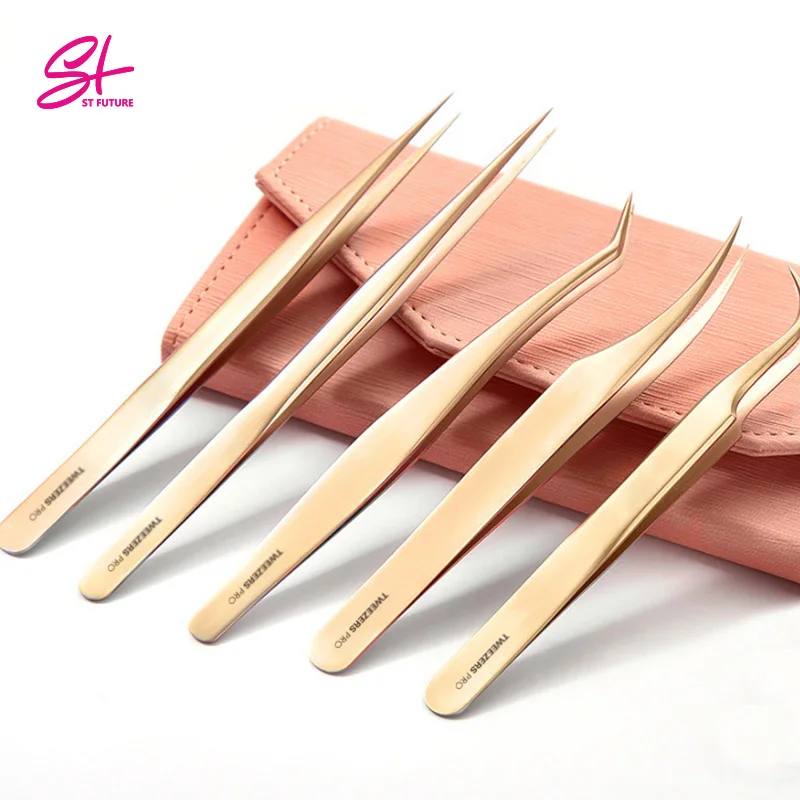 ST FUTURE Volume Tweezers Eyelash Extension Stainless Steel Private Label Custom Logo Tweezers For Lash Extensions