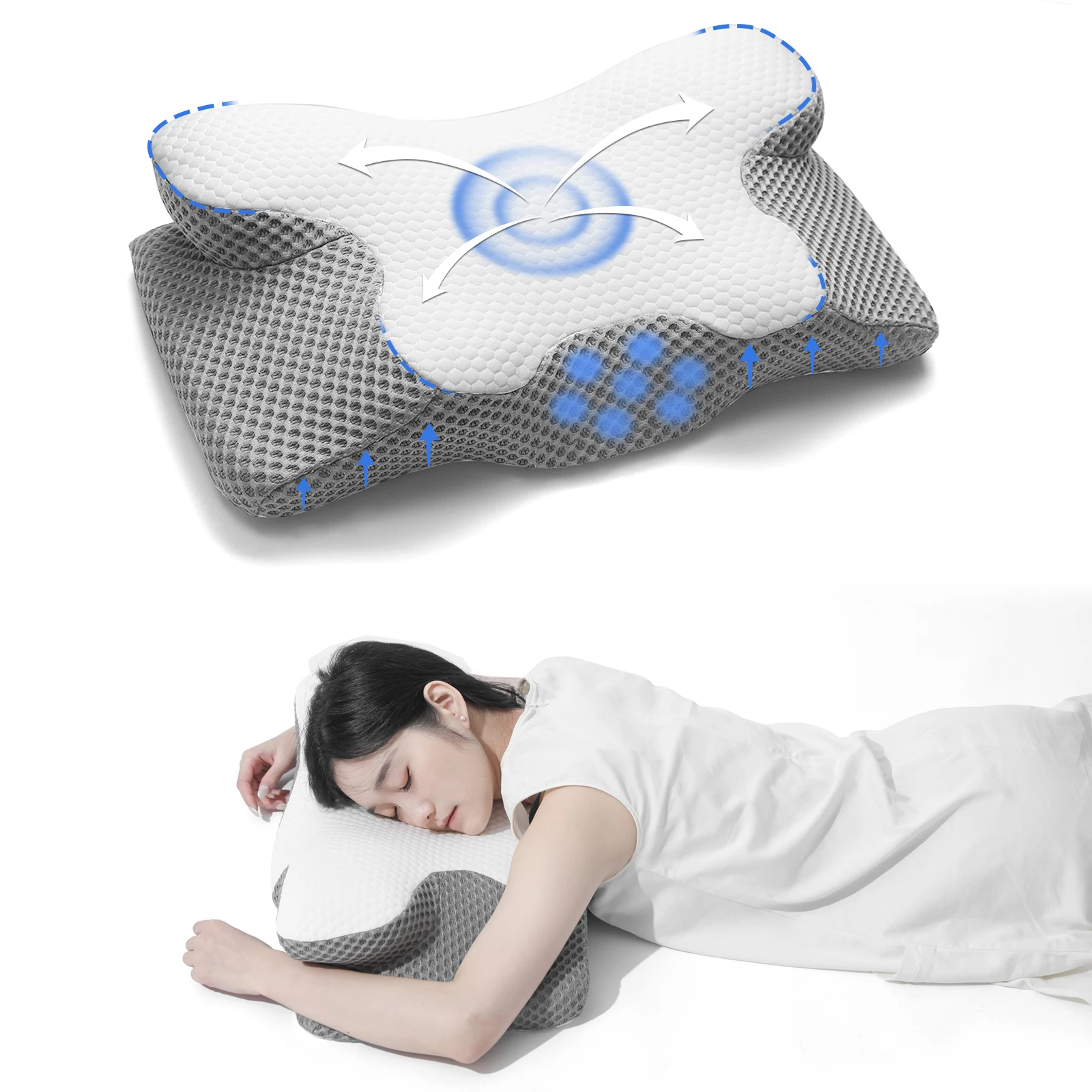 Popular horn  Pillow Neck Contour Orthopedic Cervical Sleep Memory Latex Pillow  cervical pillow