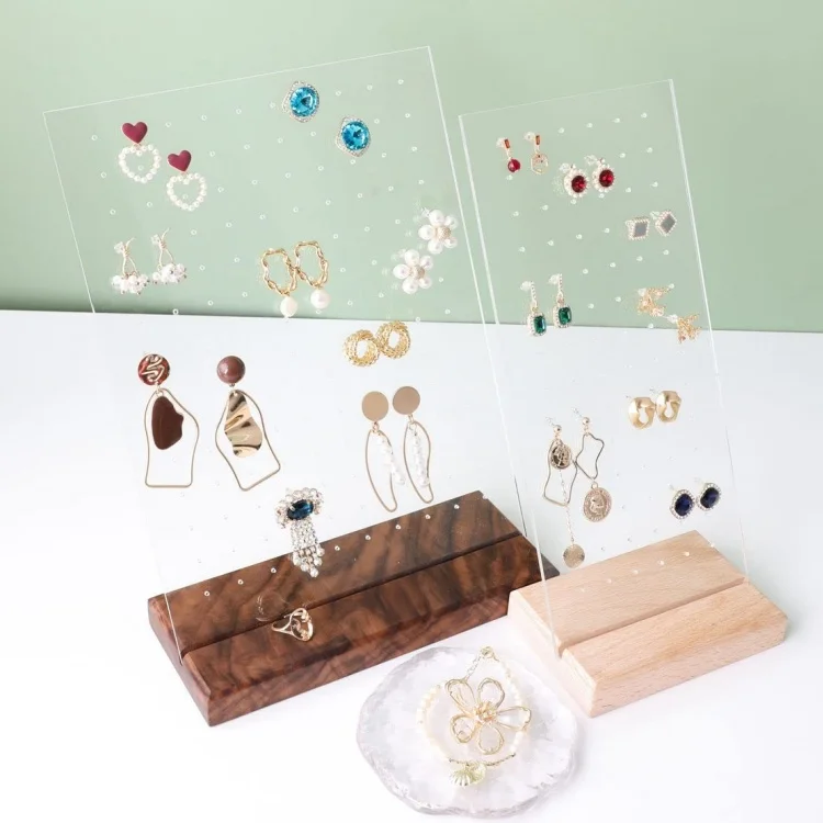 New Design Acrylic Earrings Storage Studs Holder Organizer Custom PMMA Earring Holder Panel Pierced Earring Display