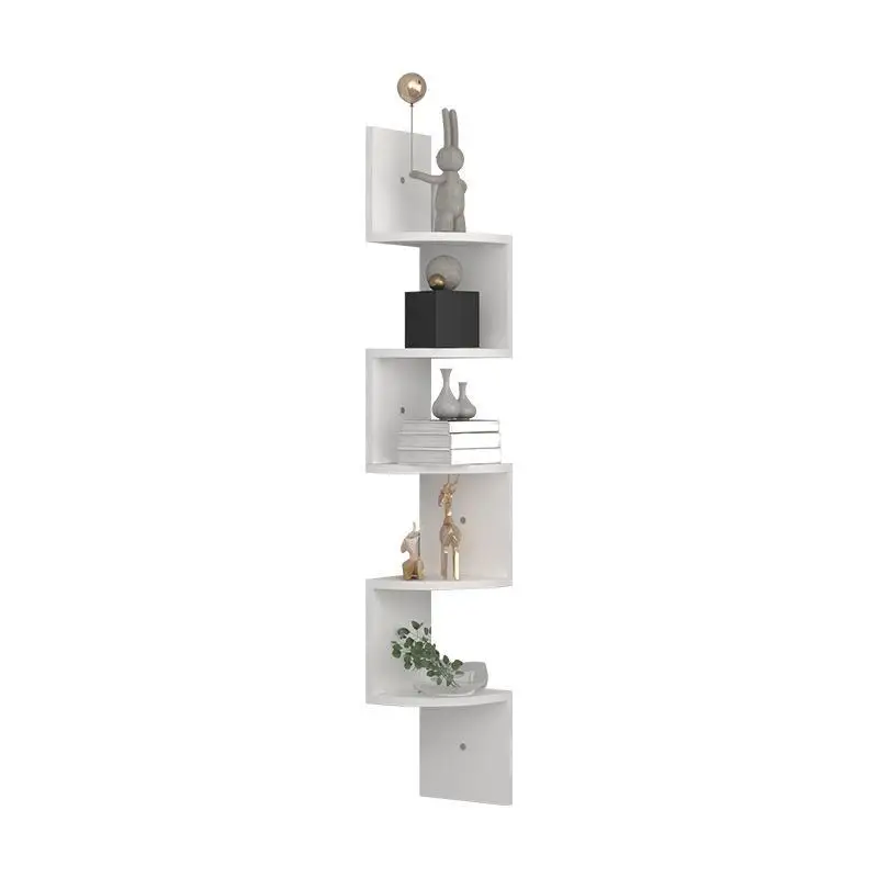 Corner Shelf Unit Wall Mount 5 Tier Wood Floating Shelves, Easy-to-Assemble Tiered Wall Storage, Wall Organizer for Bedroom
