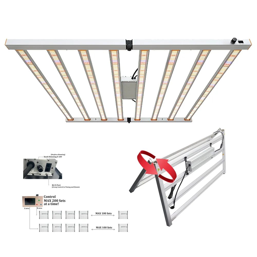 High-Power 1000W 1200W 1500W Led Grow Light Bar with Dimmer and Timer Full Spectrum Grow Lamp for Plants Growing in Grow Box