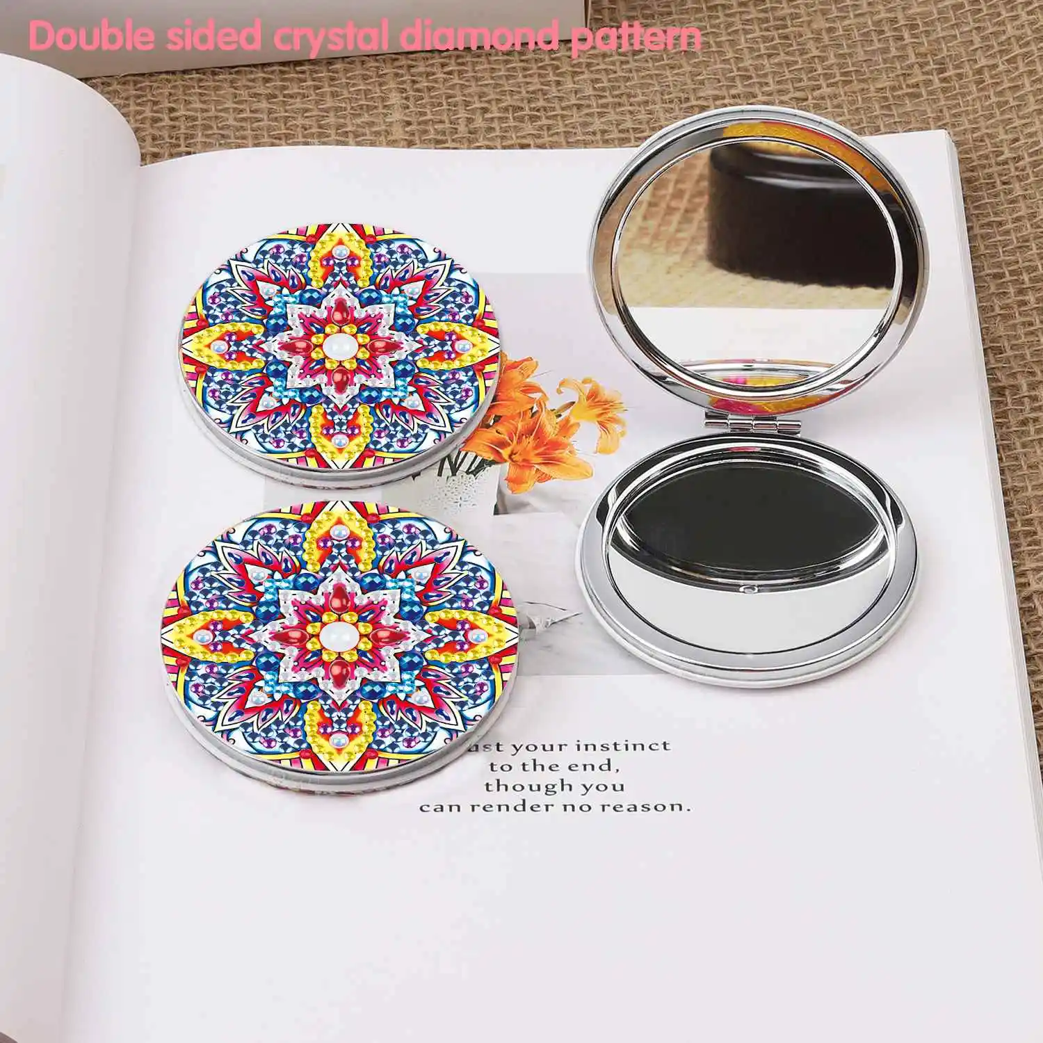 Diamond Painting Compact Mirror Mandala Diamond Art Small Travel Pocket Mirror Diamond Dots DIY Craft Kits