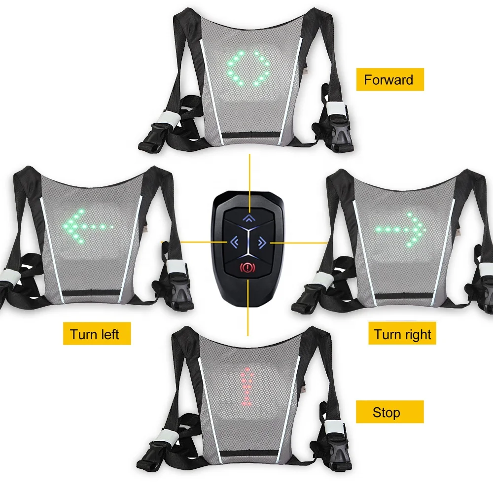 LED turn signal light bike cycling backpack for outdoor night sports 18cm amber led turn signal lights black safety vest