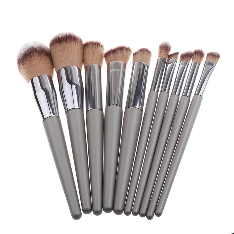 Factory Price Newest Broom Tufting Cosmetic Machine Liner Brush Makeup 10 In1 Wooden Makeup Brush