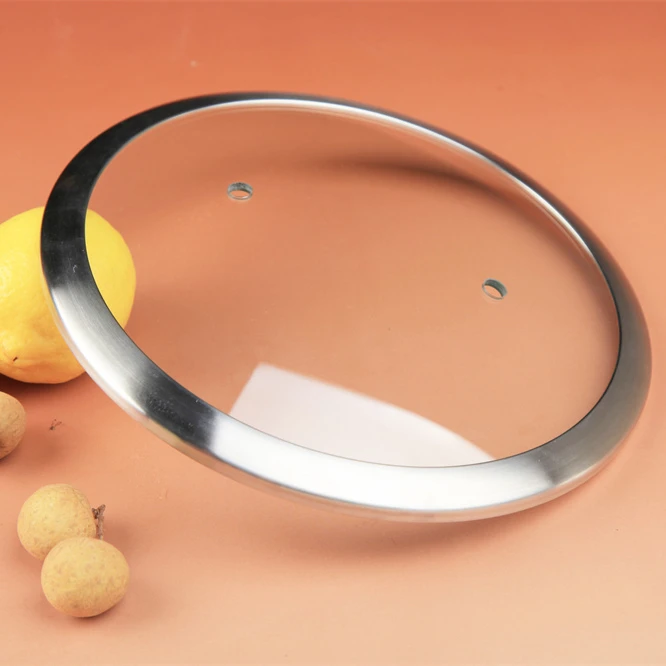 16/18/20/22/24cm bakelite knob C Type Toughened Glass Lid with 4mm transparent glass 201 stainless steel rim and 304 steam hole