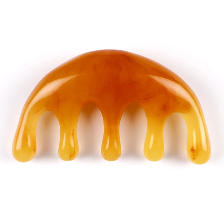 Wholesale Handheld Head Caring Therapy Resin Scalp and Neck Gua Sha Massager Head Massage Comb