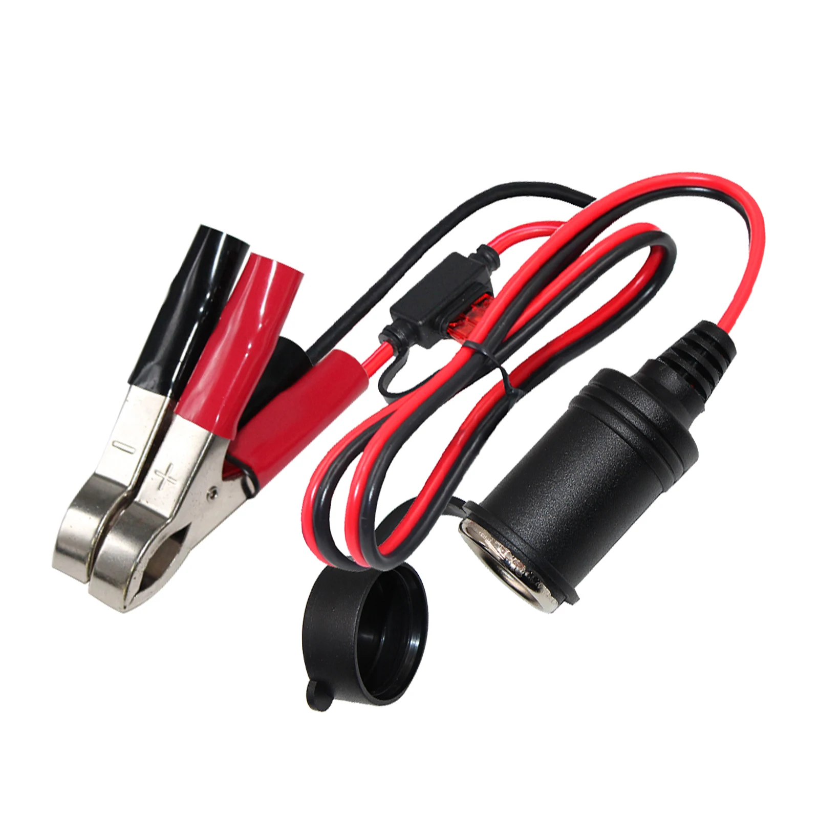4FT Cigarette Lighter Adapter Clamp With Pig Tails To Alligator Clips Battery Car Female Extension Cord 14awg 12 Volt