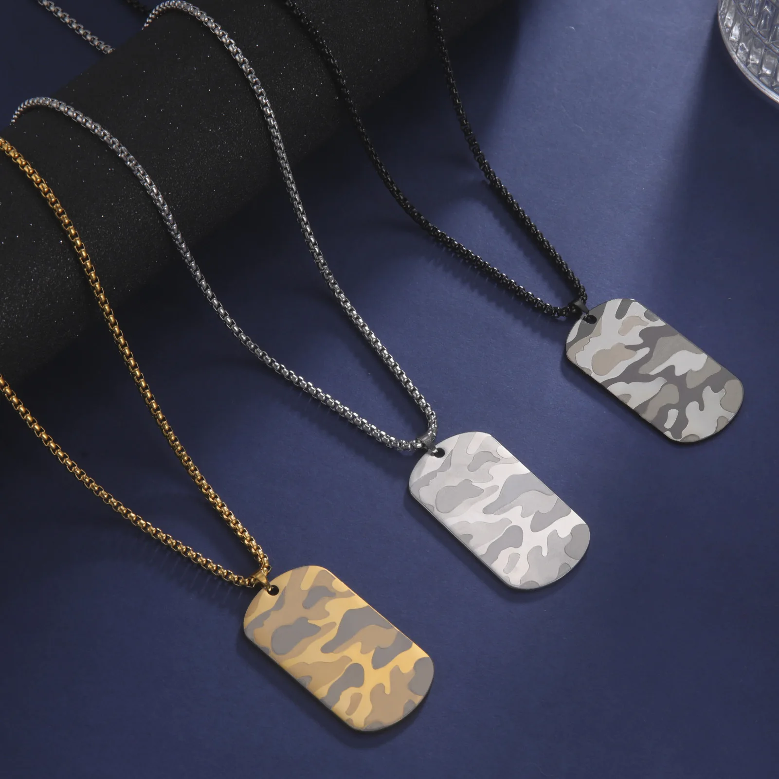 Personalized Stainless Steel Dog Tags Pendant Camouflage Pendant Men Necklace