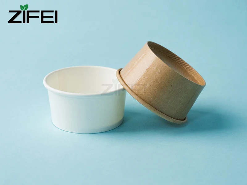 Custom Biodegradable Kraft Paper Cup Small Printer 1.5oz 2oz 3oz 4oz Disposable 45ml Small Sauce Dip Cups With Lids