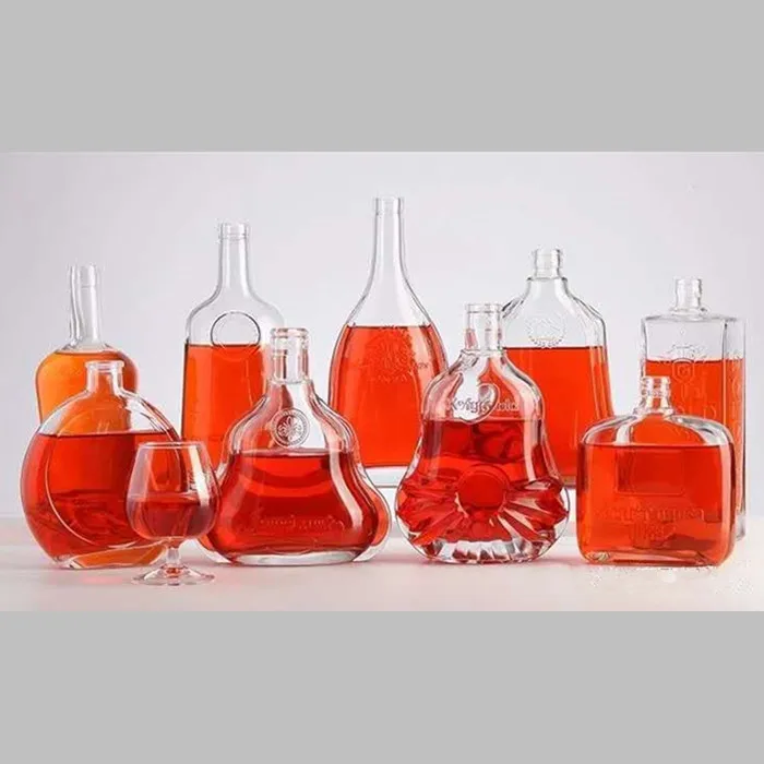 Fancy premium Unique Shaped Wine Glass Bottle with Cap 750ml glass liquor bottles wholesale