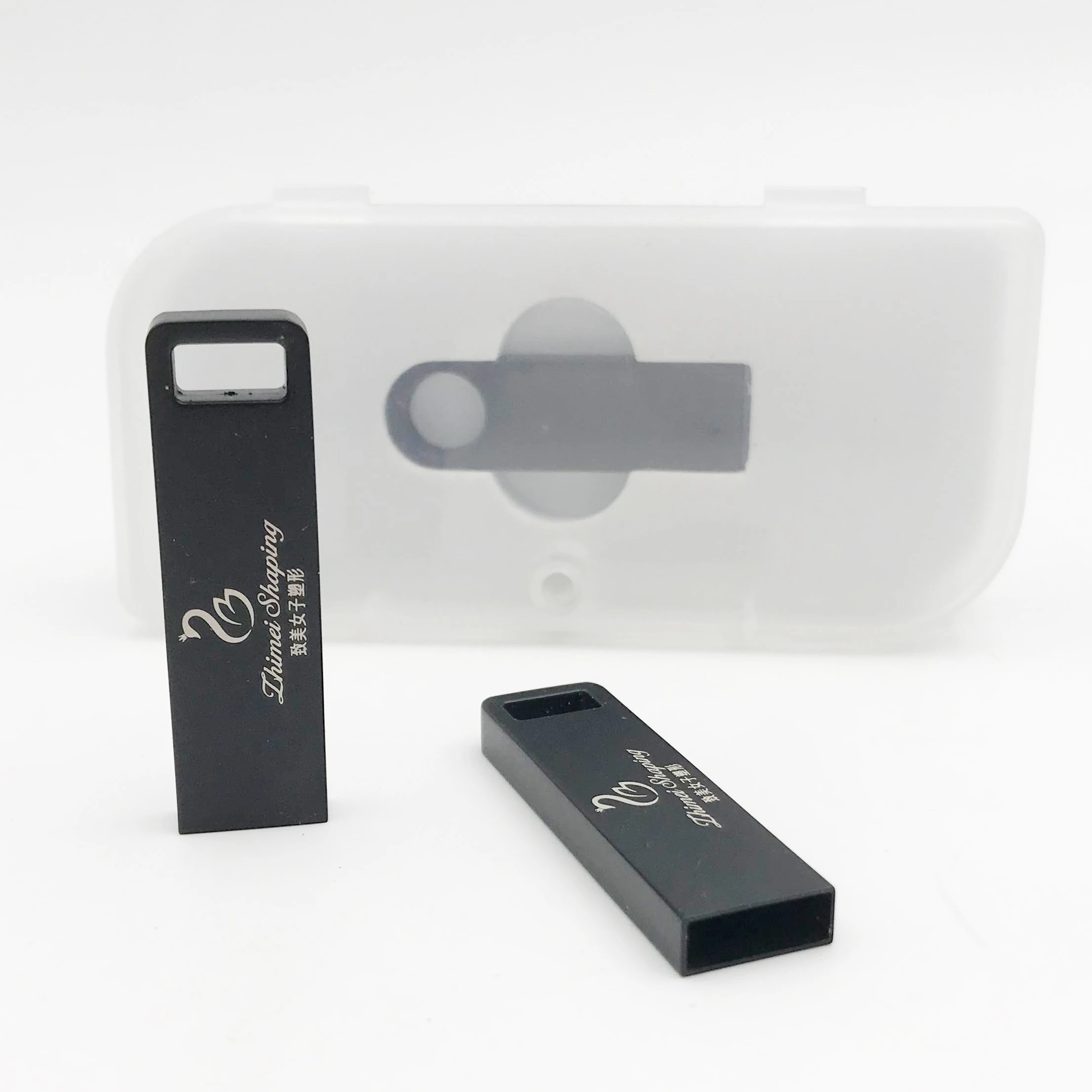 Durable Using waterproof slim size plastic box customs logo engraved promotional usb 2.0 flash drive memory card