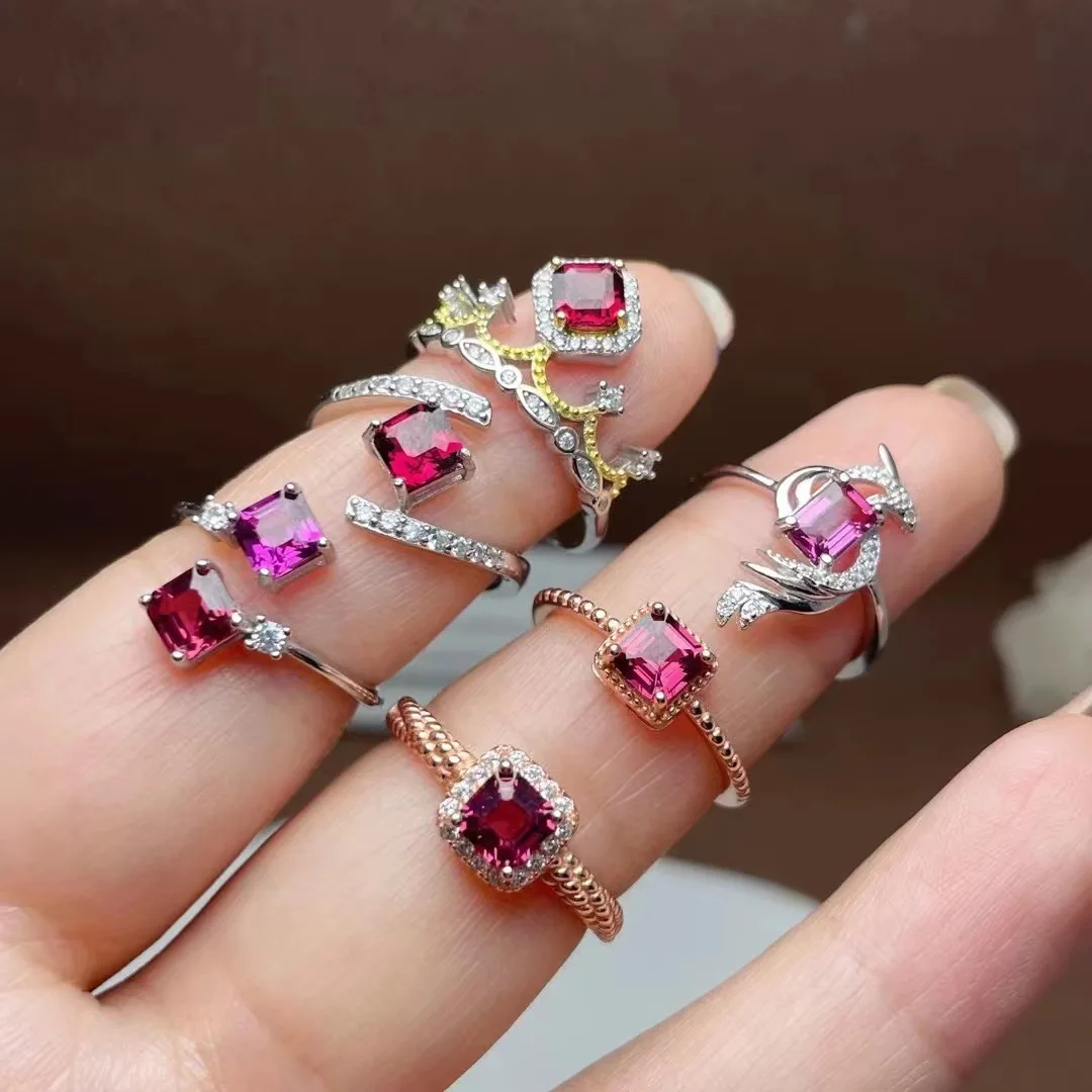 Хорошая цена модное уникальное минималистичное 925 стерлингового серебра натуральное Гранатовое штабелируемое светло-розовое кольцо сделано в Китае для девочек
