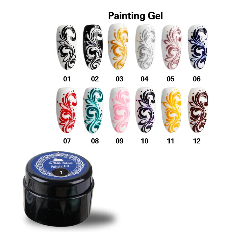 QSHY Custom Logo Private Label Wholesale Soak Off No-Wipe UV LED Nail Art 12 Color Painting Organic Resin Gel Polish