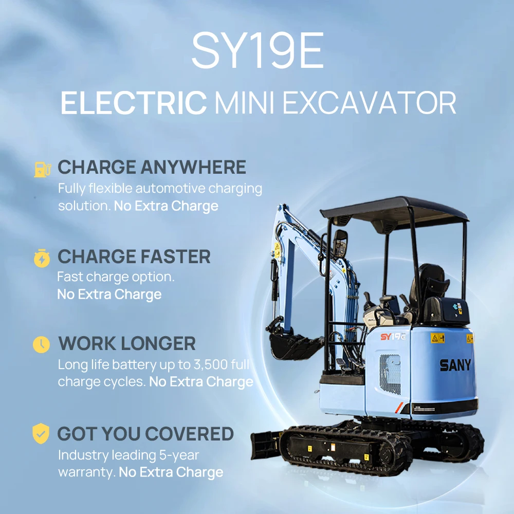 SANY SY19E tilling soil lifting feed bags battery mini excavator electric micro digger for sale