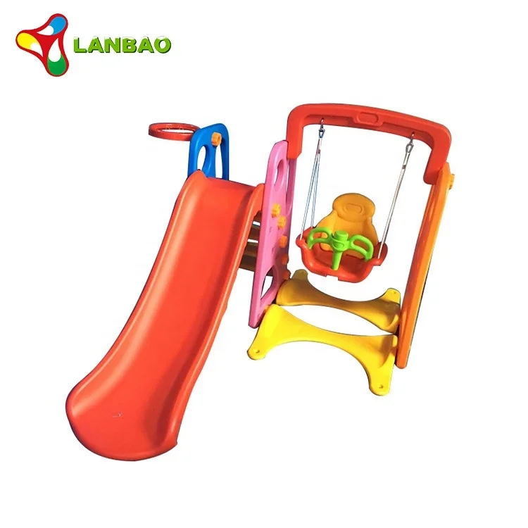 Household combination slide and swing toys indoor kids plastic slide play set for preschool education