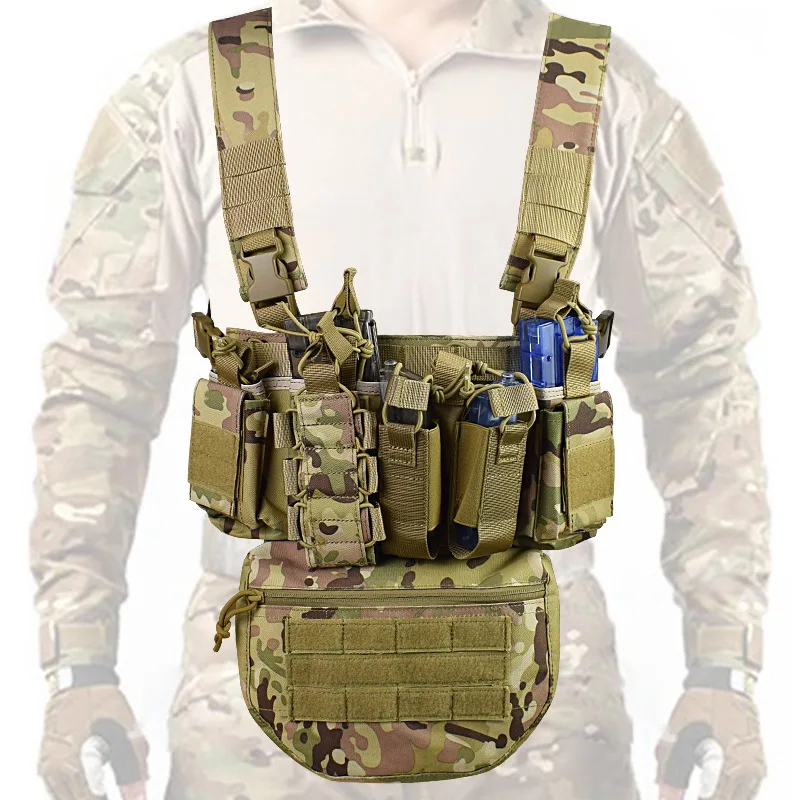 D3 Tactical Vest Chest Rig Pack Pouch Combat Paintball Multi-pocket Lightweight Nylon Outdoor Camping Hiking Accessories
