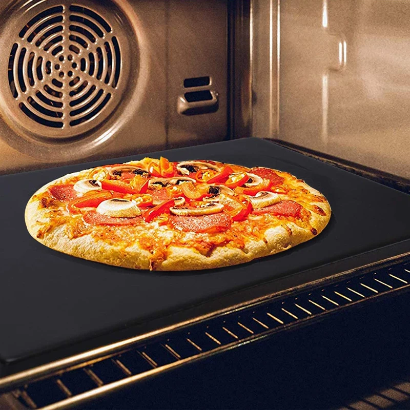 
Bamboo Pizza Peel Set with Black Ceramic Pizza Stone Pan & Pizza Cutter 