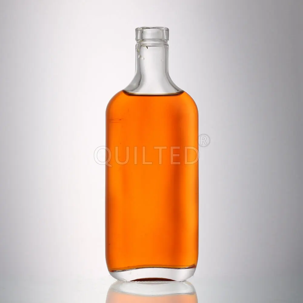 The Same Type Flat Glass Bottle Various Famous Spirits Vodka Gin Rum Alcohol Whisky Tequila Liqueur Brandy Liquor Glass Bottle
