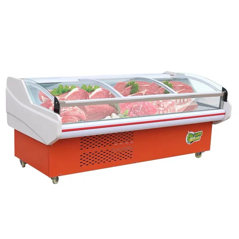 supermarket showcase chiller butcher fresh meat display fridge for sale