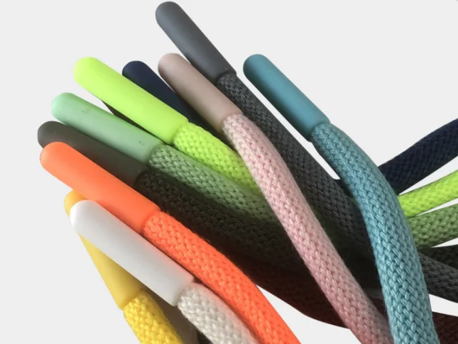 OEM custom polyester cord colored Round draw cords hoodie string rope drawstring drawcord for cloth with metal tips