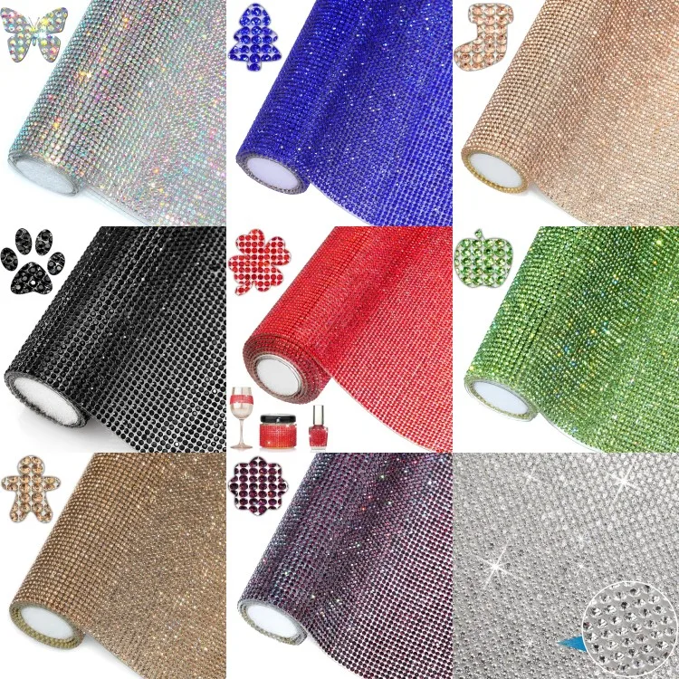 40 cm * 24 cm car rhinestone sheet hot fix transfer Crystal Diamond Sticker iron on patches for clothes