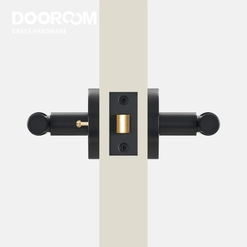 Набор латунных замков DOOROOM с пассажирским замком рычаг в полоску Круглая Панель стандарт США для внутренних дверей и шкафов отверстиями 2-1/8
