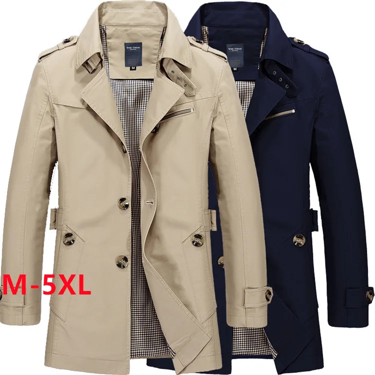 Custom Slim Print Oversize Plus Size oversize Brown Mens Winter Trenchcoat Coats jackets Trench Coat Men