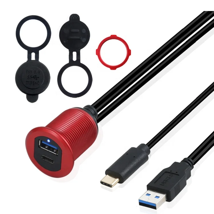 Тип C3.1 и USB 3 0 мужского женского пола AUX автомобильное крепление для скрытого кабель Водонепроницаемый удлинитель со светодиодной подсветкой автомобилей Грузовик Лодка Мотоцикл приборной