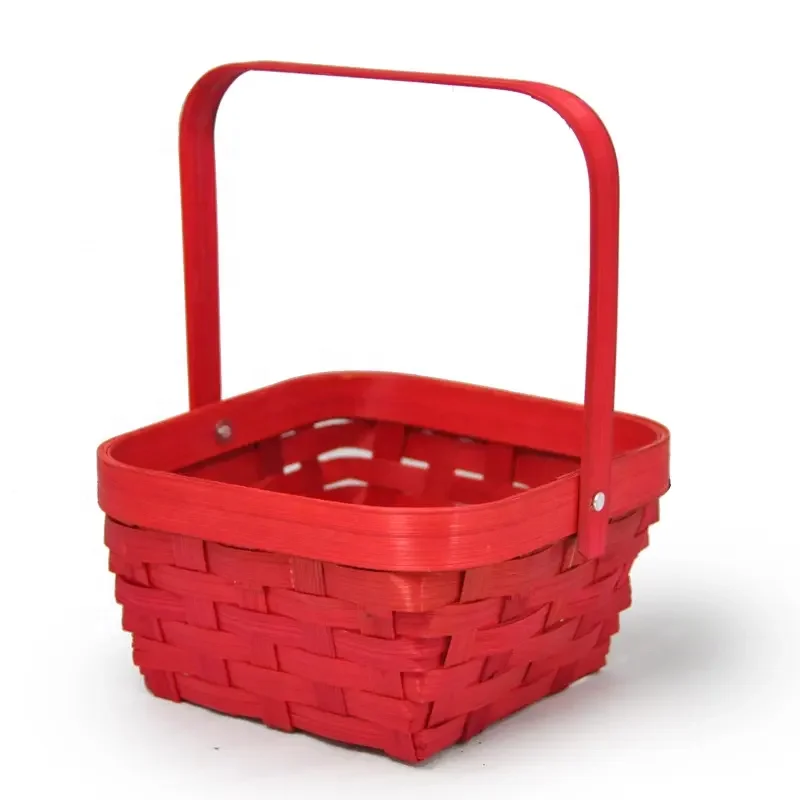 Hot Sale Food Packaging Round Bamboo Storage Basket Wood Chip Christmas Decoration Basket Candy Fruit Snack Gift Basket