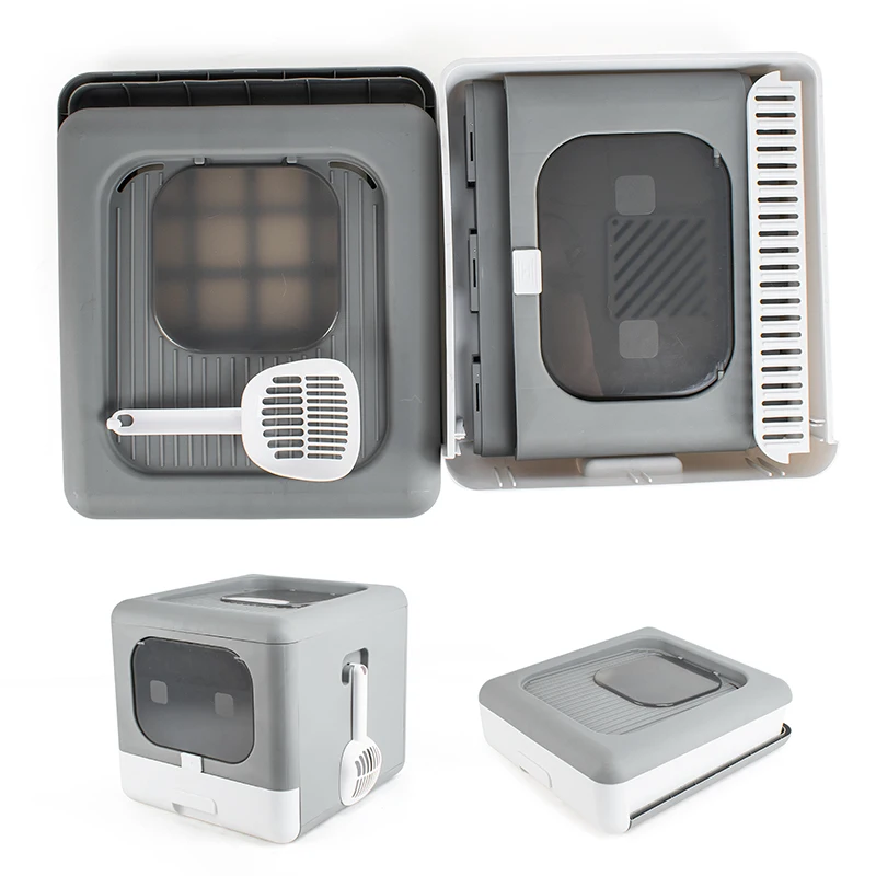 JP AMAZON TOP SALE New design foldable Drawer type cute large space Foldable Cat Litter Box