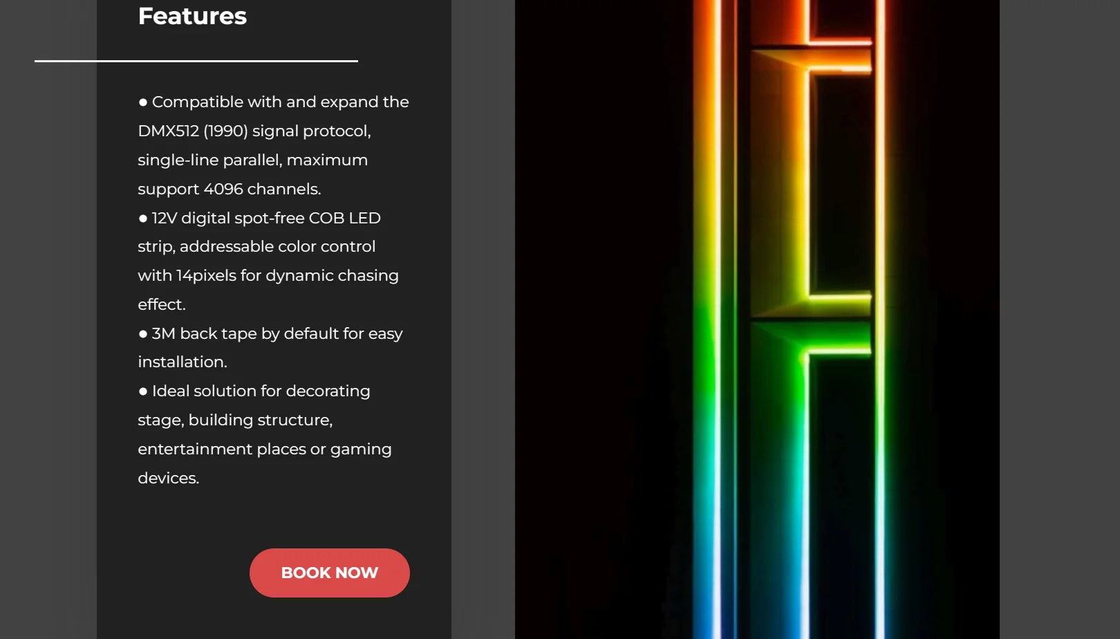 DMX512  RGB LED COB Strip Light 12v LED Flexible Digital Addressable DMX Led Strip