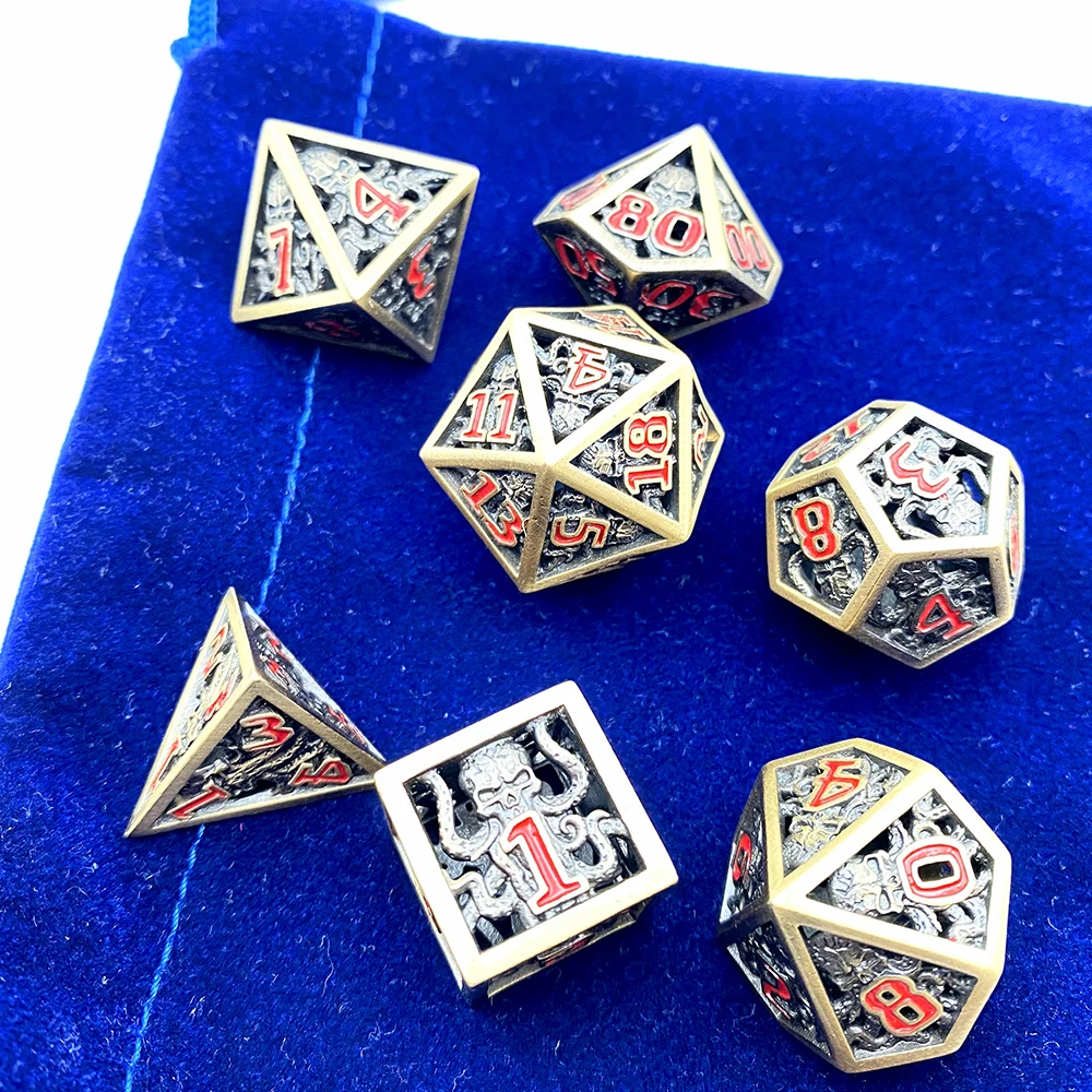 Golden Thorn flora DND Metal dice Set polyhedral Large RPG case dice d&d Starter Set Tray Tower Bag Holder Role Playing dice