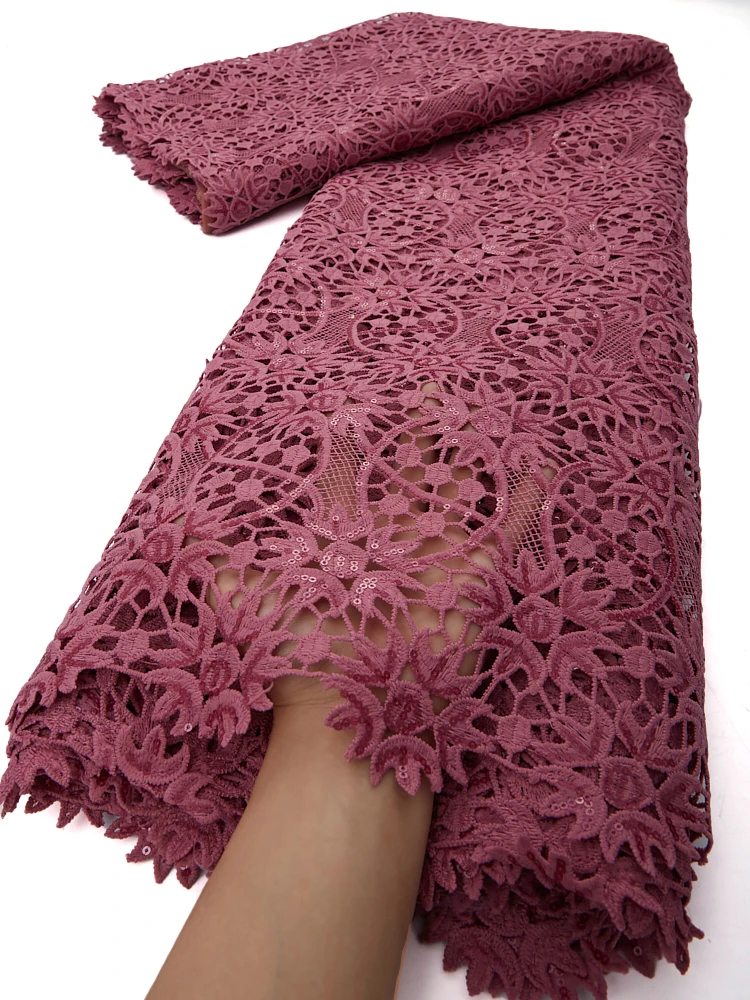 Black Guipure Lace Fabric Nigeria Quality African Lace Fabric Colorful Water Soluble Lace Fabric Dress Material 0000