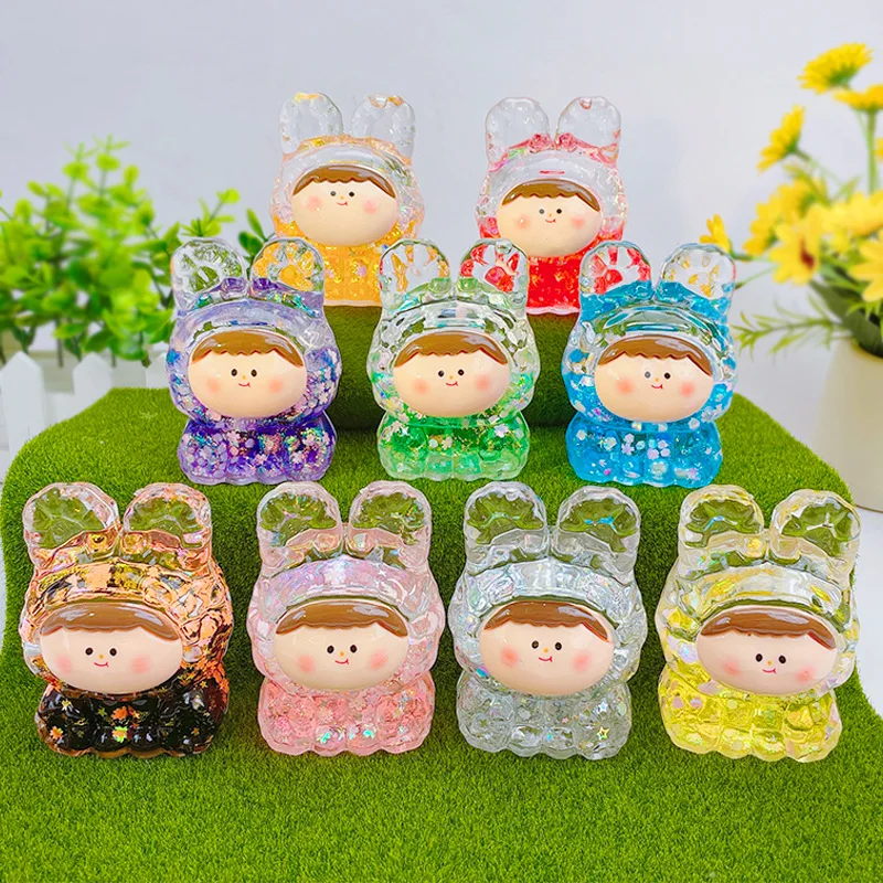 3D Kawaii акриловая фигурка из зыбучих песков мультяшная кукла плавающая жидкость настольное ремесло украшение для детского подарка